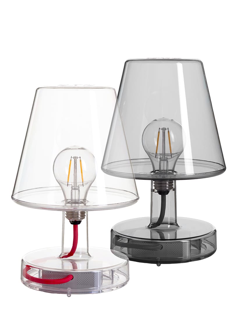 Fatboy Transloetje, lampe de table DEL au design transparent, portable et rechargeable, ensemble de 2, transparent et gris